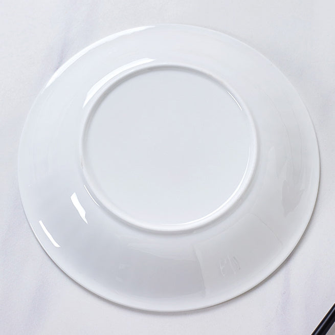 Bone China Round Plate - with Ribbed Front Edge