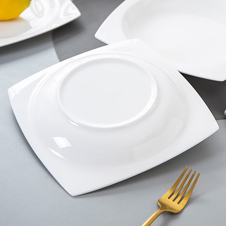 Bone China Dinnerware - Square Plate & Concave Circle