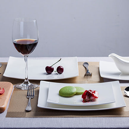 Bone China Dinnerware - Square Plate in Creamy White