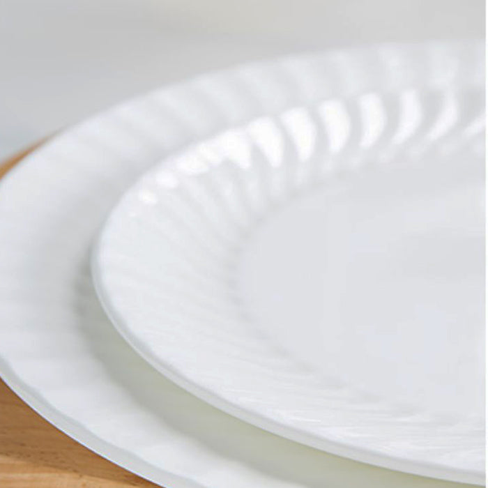 Bone China Dinner Plate - with Ribbed Front Edge