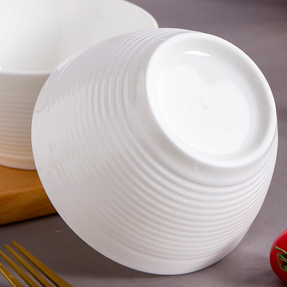 Bone China Round Bowl - Horizontal Ridges on Surface