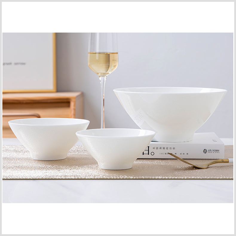 Bone China Wide Mouth Bowl - Creamy White with Foot