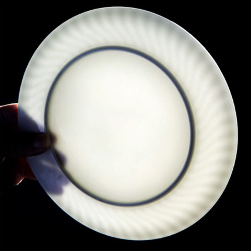 Bone China Dinner Plate - with Ribbed Front Edge