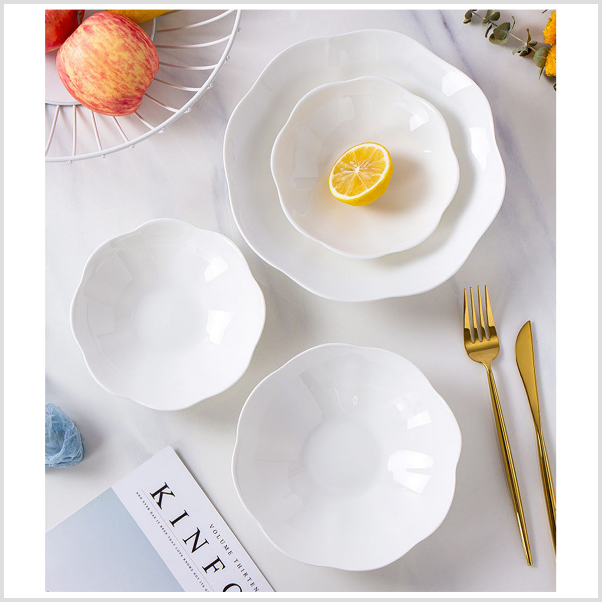 Bone China Deep Plate - with Scalloped Edge