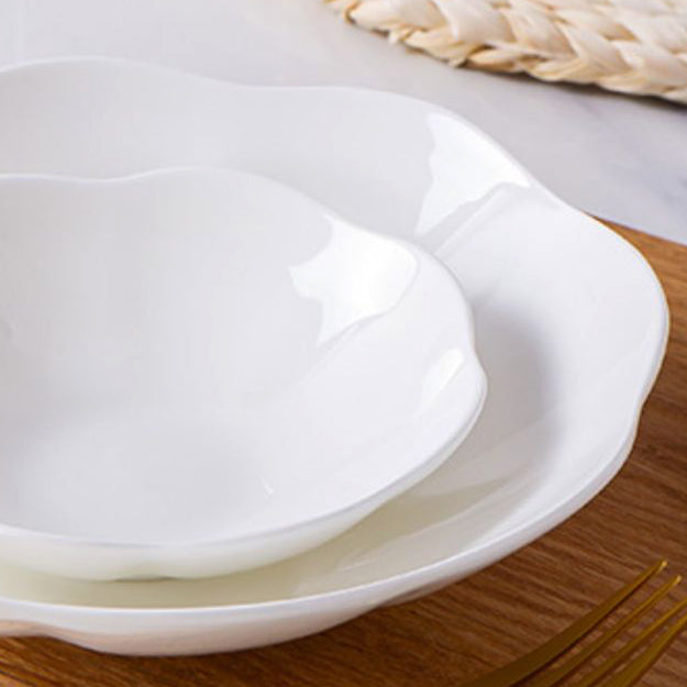 Bone China Deep Plate - with Scalloped Edge