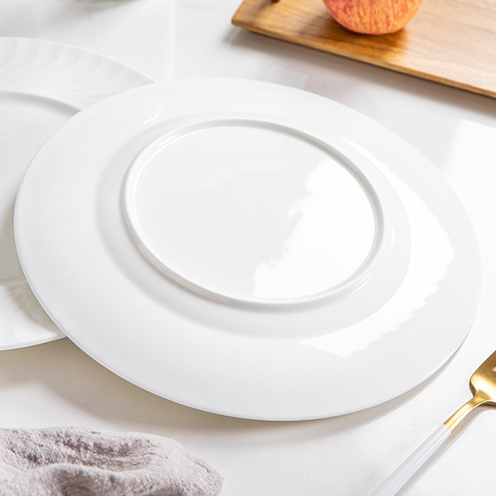 Bone China Dinner Plate - with Ribbed Front Edge