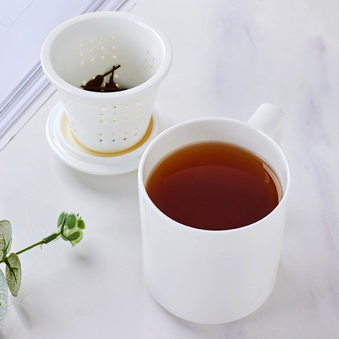 Bone China Tea Mug with Lid & Infuser