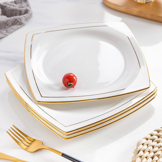 Bone China Dinnerware - Square Plate & Concave Circle