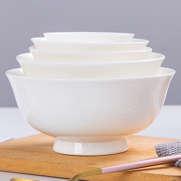 Bone China Round Bowl - Cream White with Foot