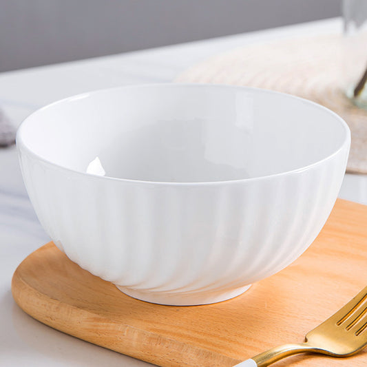 Bone China Round Bowl - with Curved Ridges