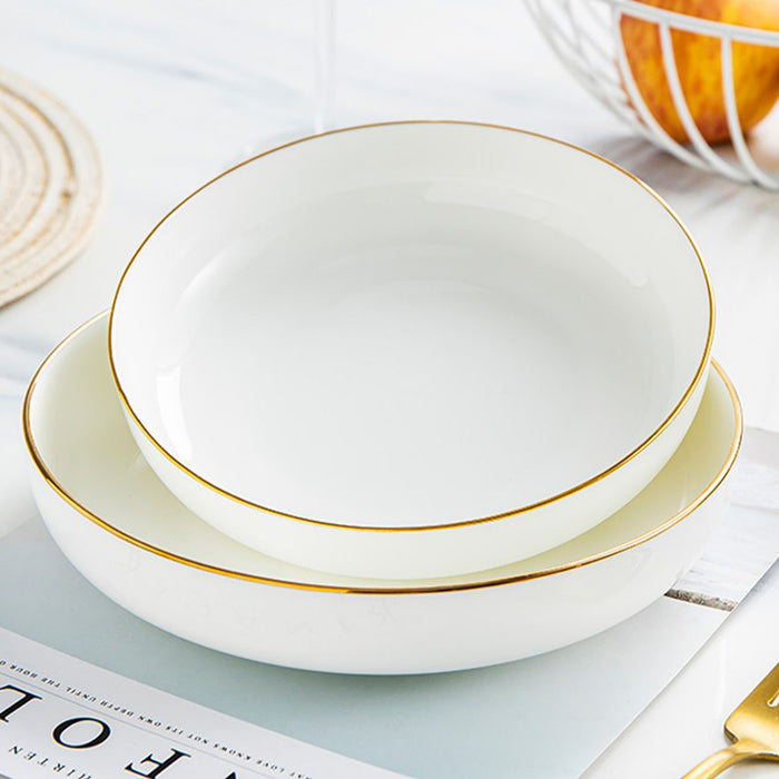 Bone China Salad Plate - White with Gold Rim