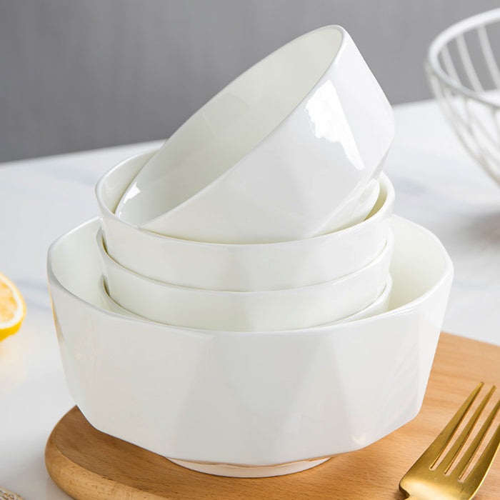 Bone China Tableware - Octagon Bowl in Creamy White