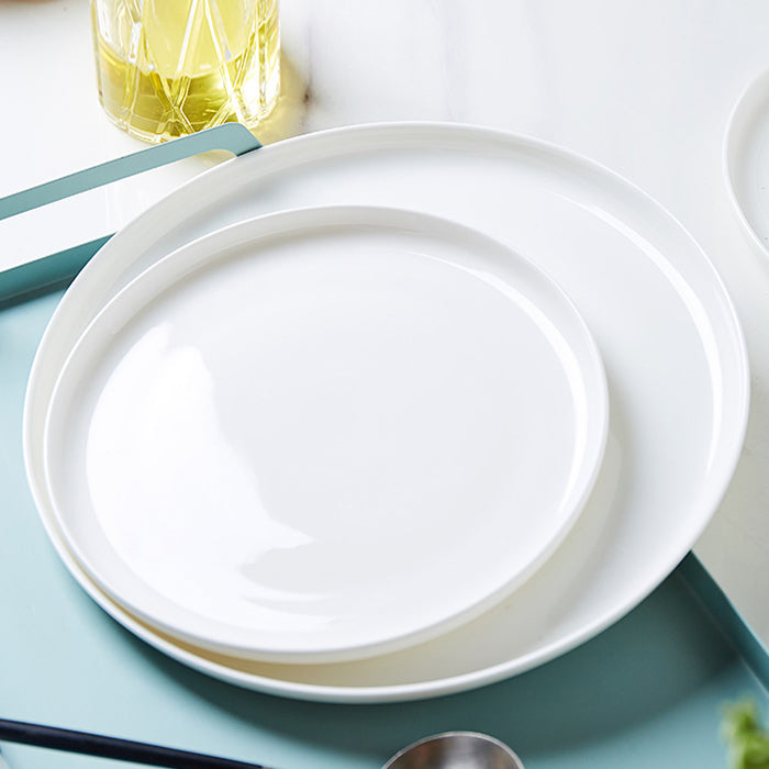 Bone China Dinnerware - Flat Plate in Creamy White