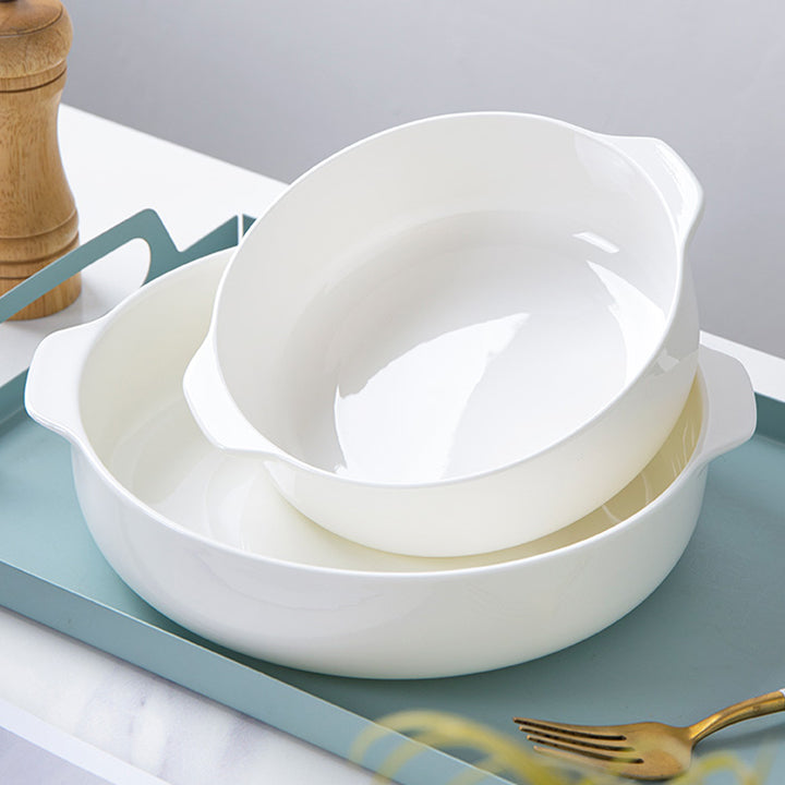 Bone China Deep Dish with Ears - in Creamy White