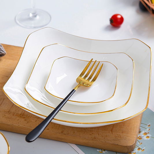 Bone China Octagon Plate - Curved Edge with Upward Angles