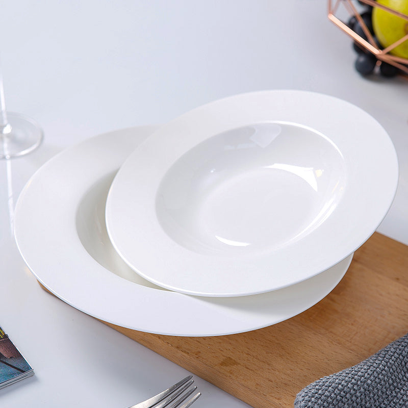 Bone China Dinnerware - Straw Hat Plate in Creamy White