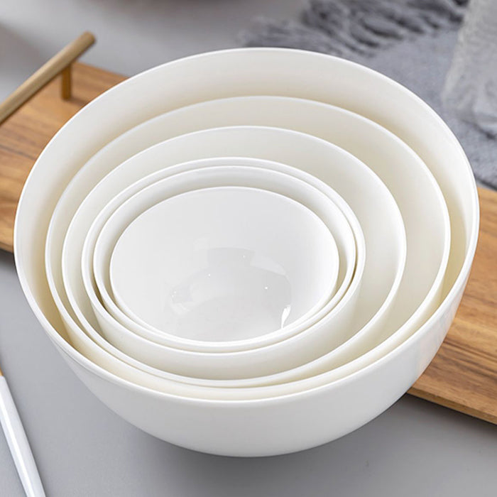 Bone China Round Bowl - Creamy White with Foot