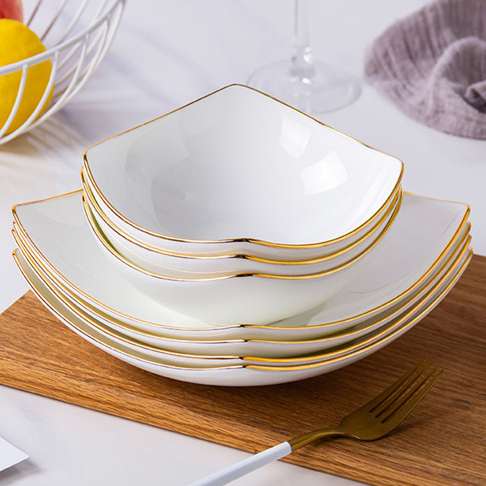 Bone China Square Plate - Curved Edge with Upward Angles