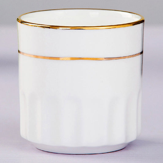 Bone China Ribbed Tea Cup - Gold Rimmed