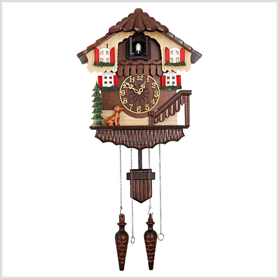 26" Handcrafted Wooden Cuckoo Clock - Bird Chirping on Hour