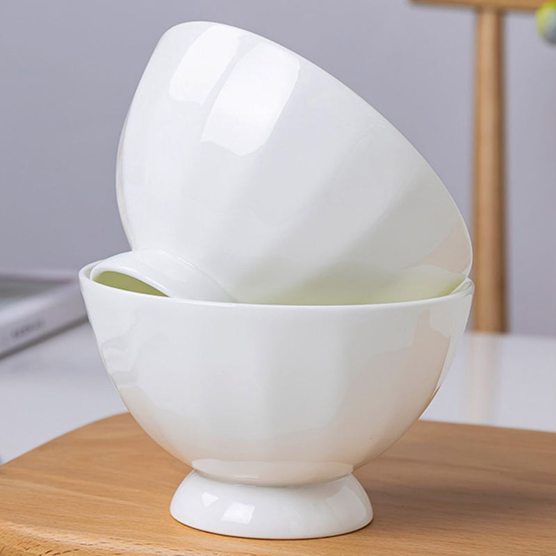 Bone China Tableware - High Foot Bowl with Ridges