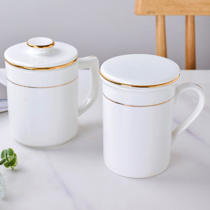 Bone China Tea Mug with Lid & Infuser