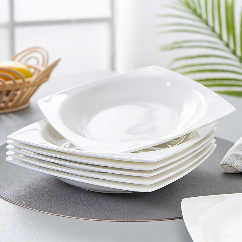 Bone China Dinnerware - Square Plate & Concave Circle