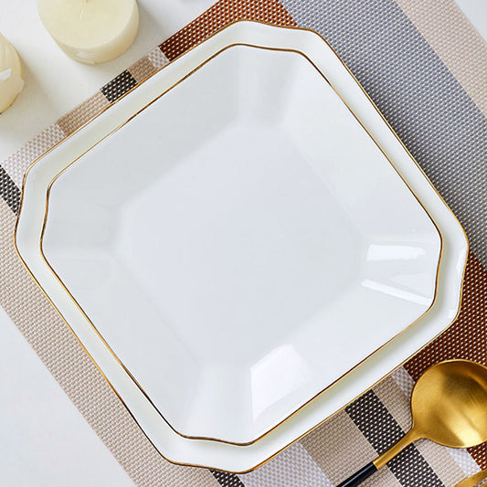 Bone China Dinnerware - Octagon Plate with Gold Rim