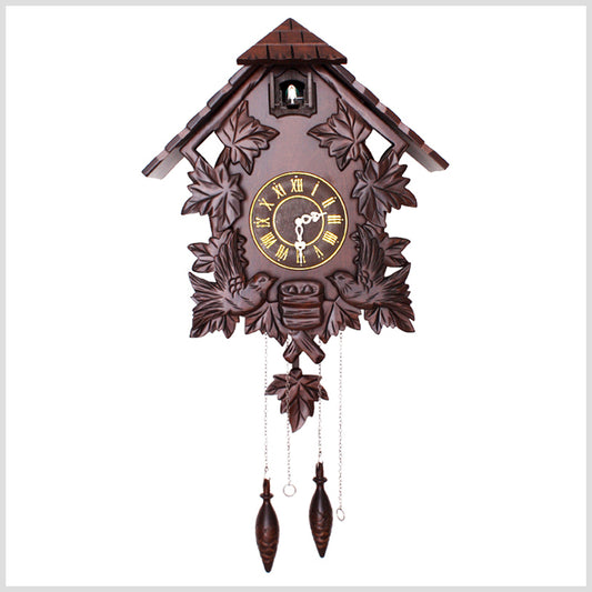 31" Hand Carved Wooden Cuckoo Clock - Bird Chiming the Hour