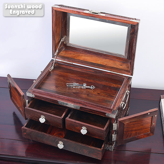 Handcrafted Jewelry Box - Made of Natural Rosewood