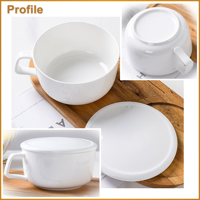 Bone China Noodle Bowl - with Lid & Handle