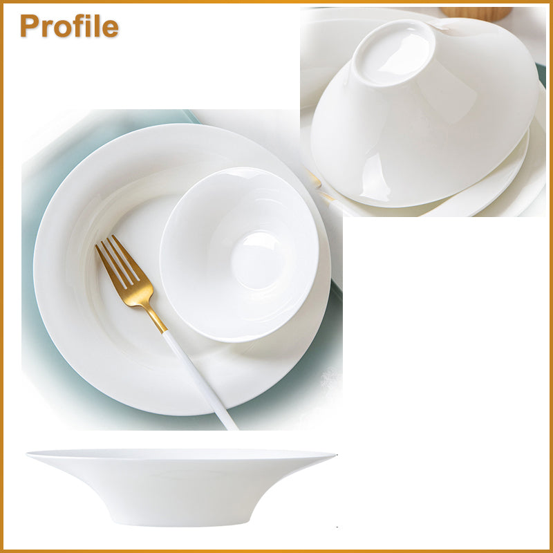 Bone China Horn Shaped Plate - in Creamy White