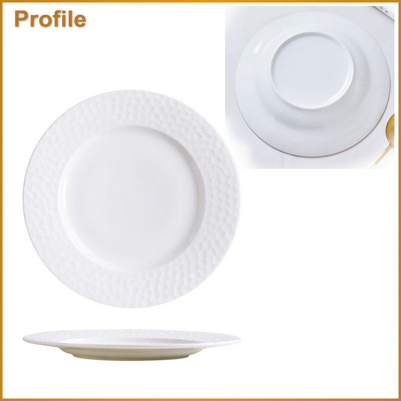 Bone China Round Plate - Golf Shaped Surface