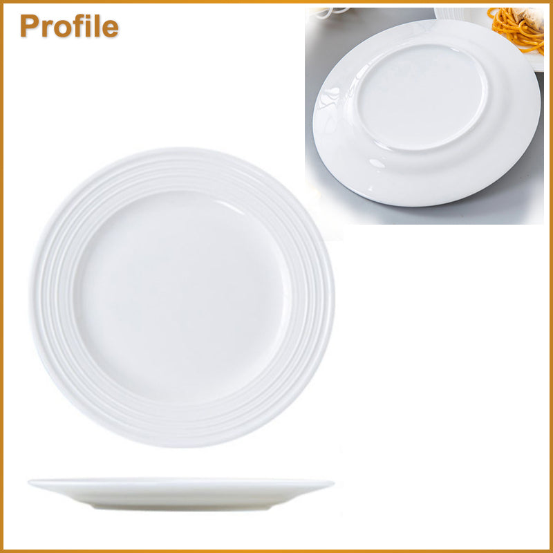 Bone China Round Plate - with Front Ridges