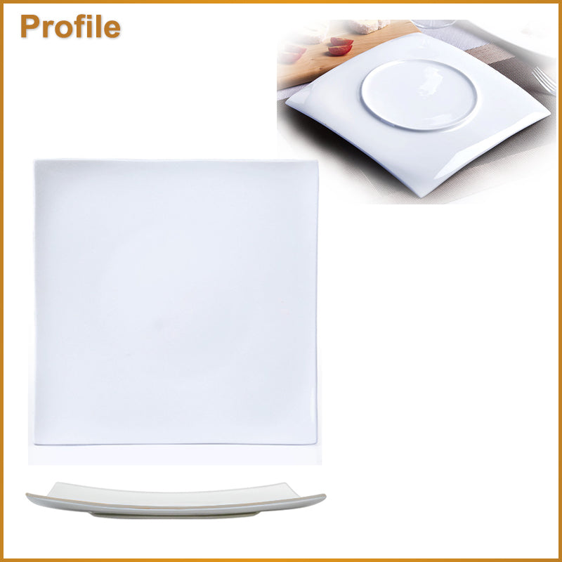 Bone China Dinnerware - Square Plate in Creamy White
