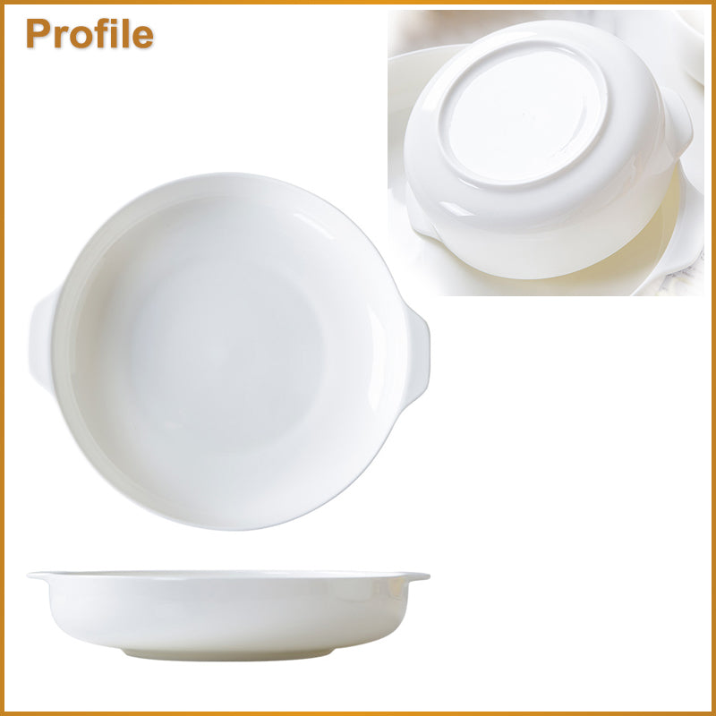 Bone China Deep Dish with Ears - in Creamy White