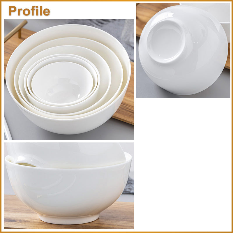 Bone China Round Bowl - Creamy White with Foot