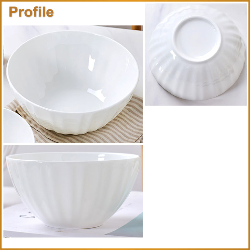 Bone China Ribbed Bowl - in Creamy White