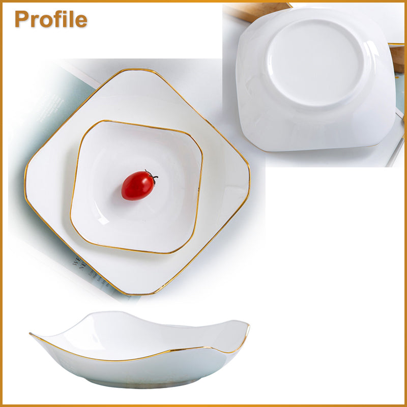 Bone China Octagon Plate - Curved Edge with Upward Angles