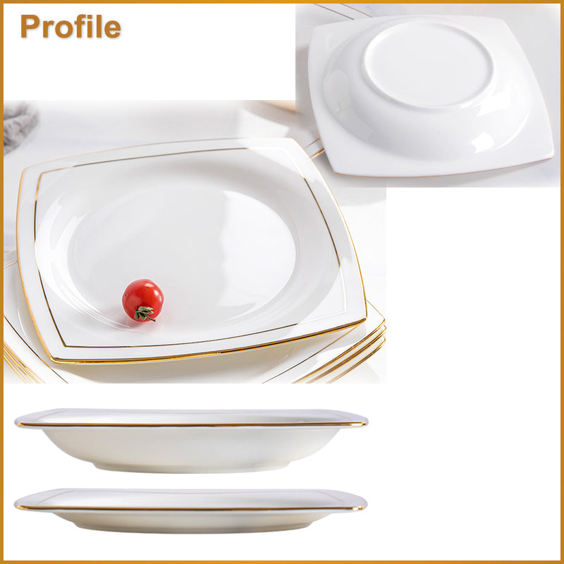 Bone China Dinnerware - Square Plate & Concave Circle