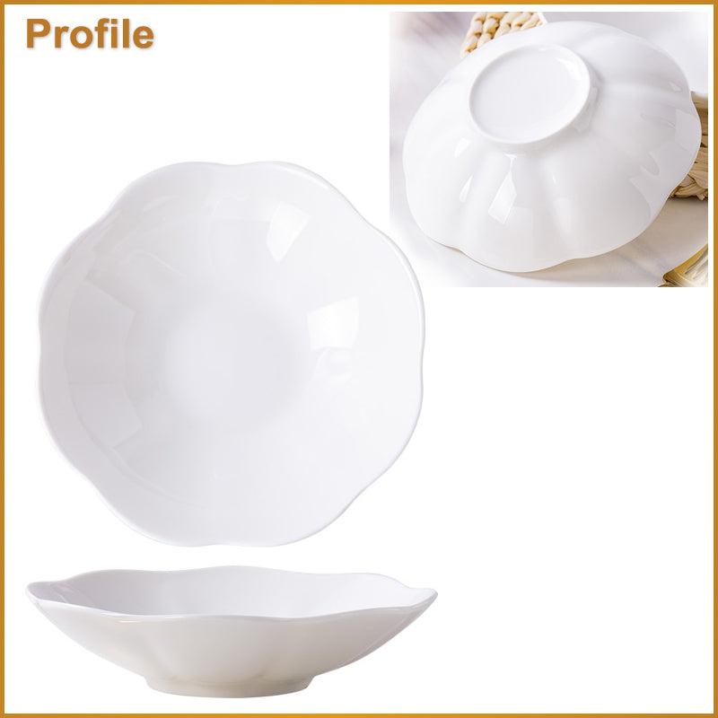 Bone China Deep Plate - with Scalloped Edge