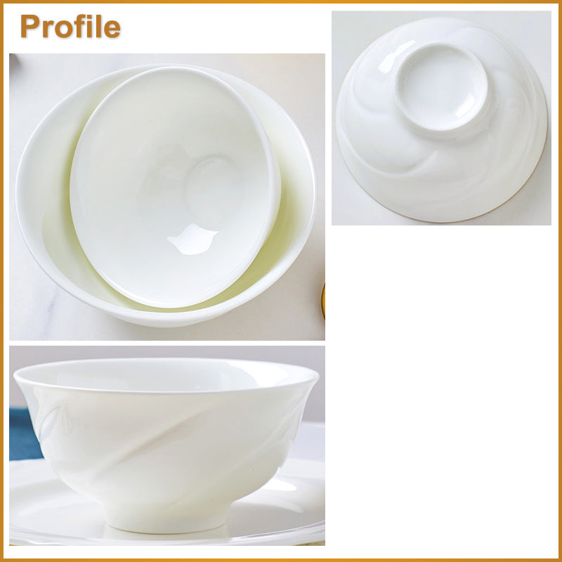 Bone China Round Bowl - with Carvings