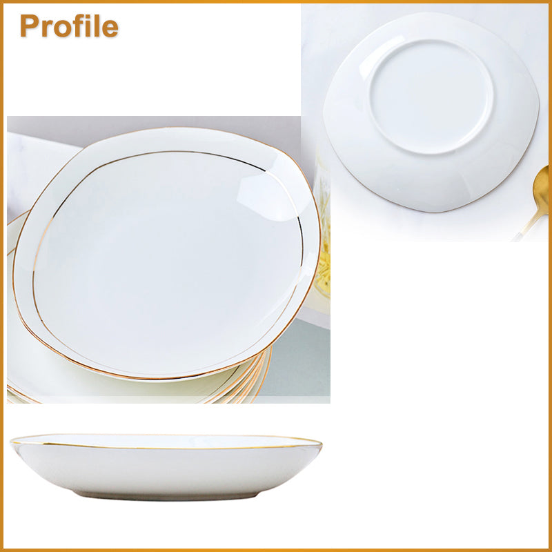 Bone China Deep Plate - Square with Curved Edge