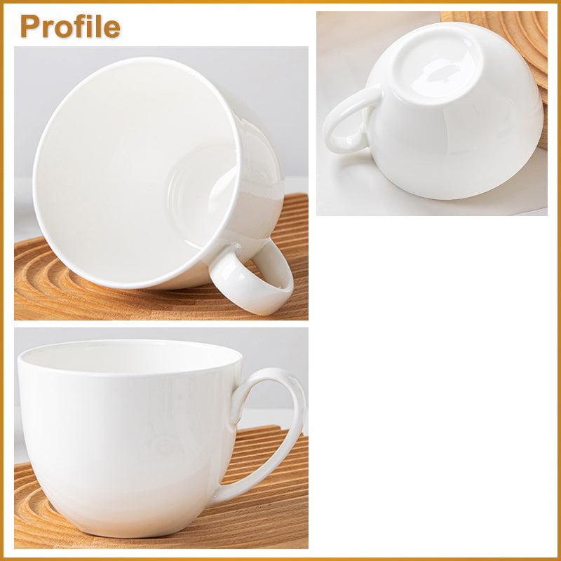 Bone China Bowl with Handle - in Creamy White