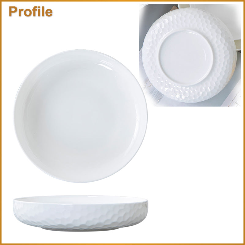 Bone China Round Plate - Golf Shaped Surface