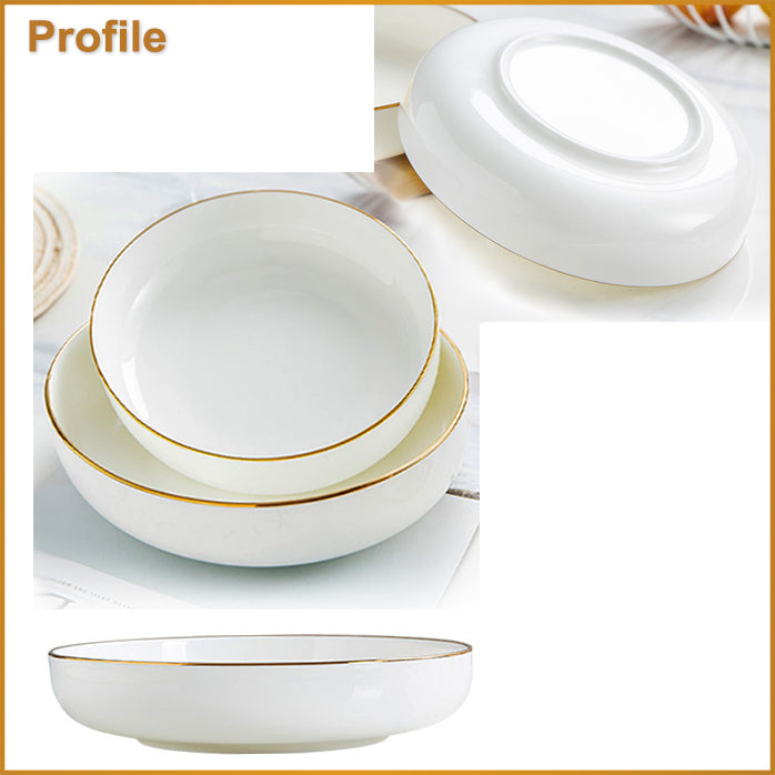 Bone China Salad Plate - White with Gold Rim