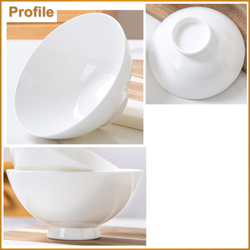 Bone China Wide Mouth Bowl - Cream White with Foot