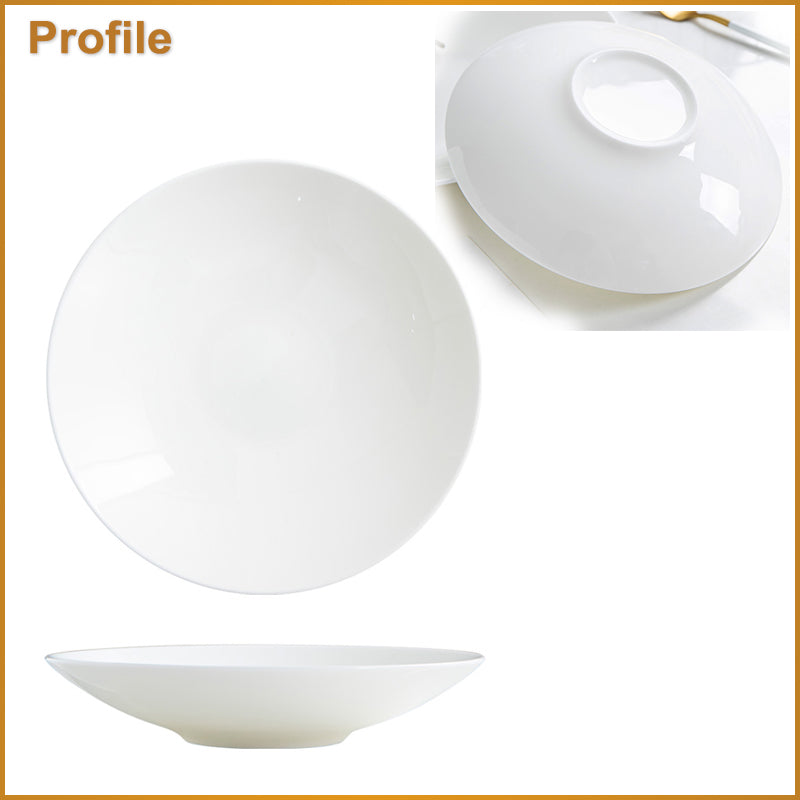 Bone China Dinnerware - Deep Plate in Creamy White