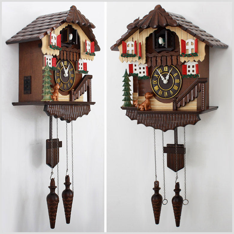 26" Handcrafted Wooden Cuckoo Clock - Bird Chirping on Hour