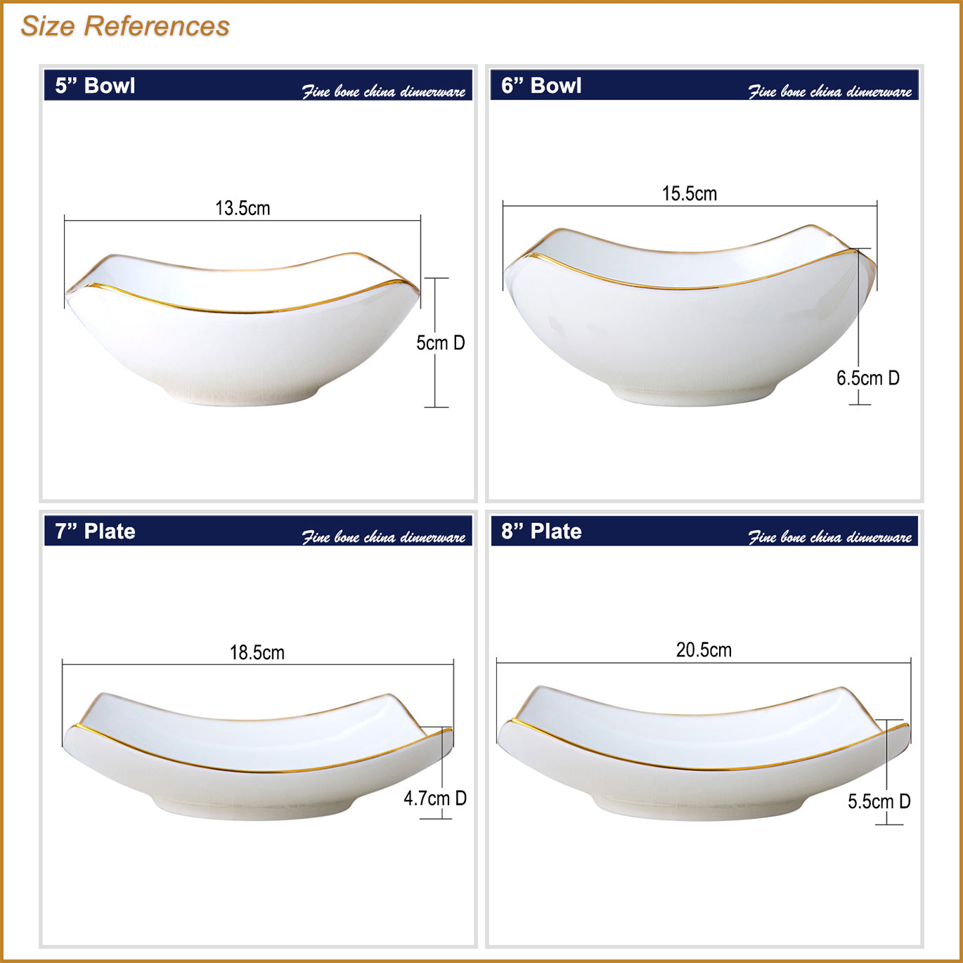 Bone China Square Plate - Curved Edge with Upward Angles